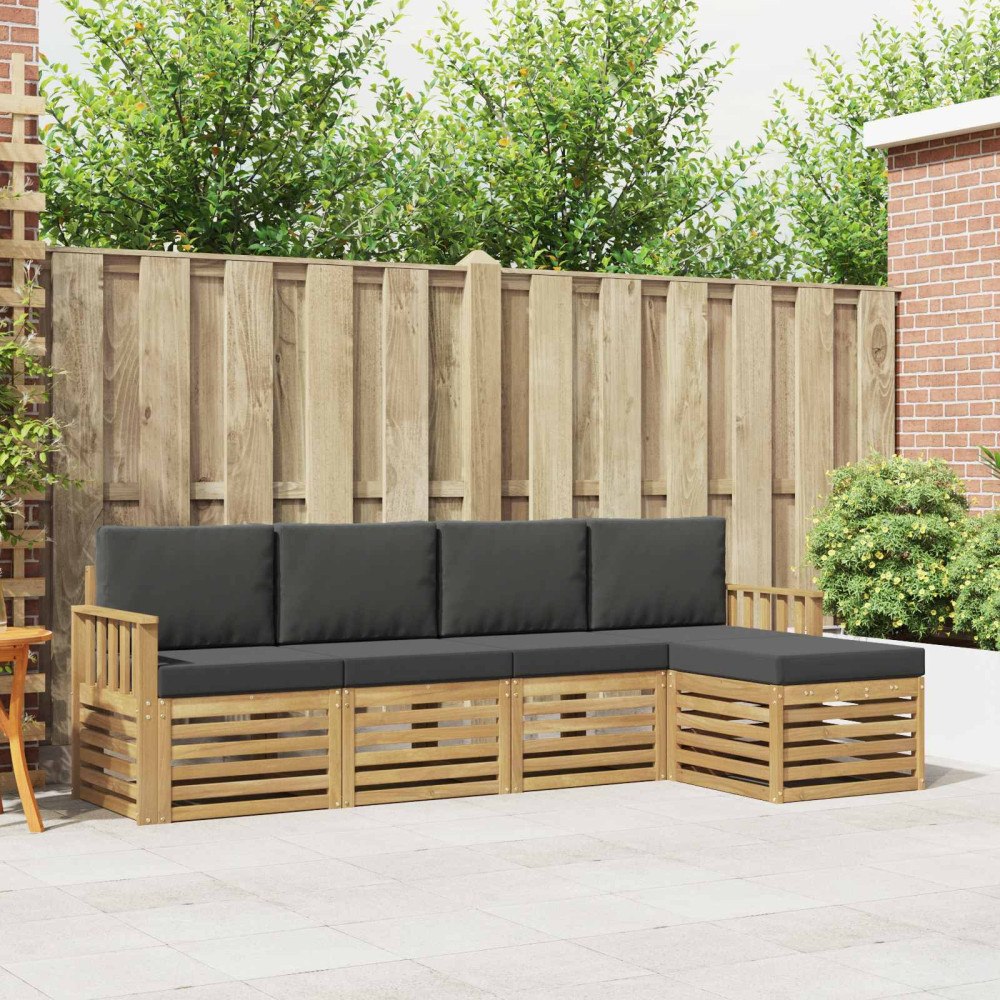 vidaXL Utomhussoffset 5 pcs Vit och antracit 249 x 122,5 x 73 cm