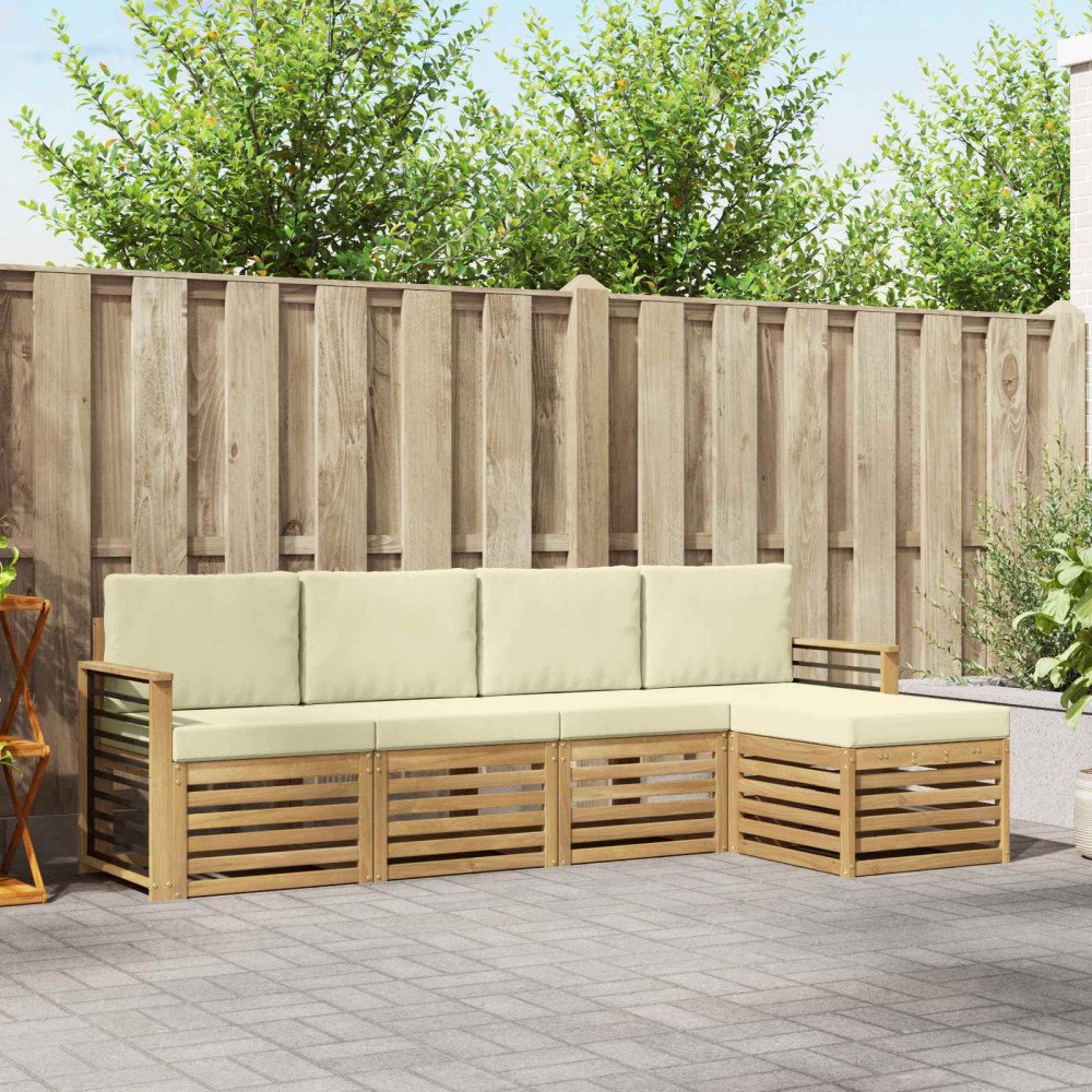vidaXL Utomhussoffset 5 pcs Vit och grädde 249 x 122,5 x 73 cm