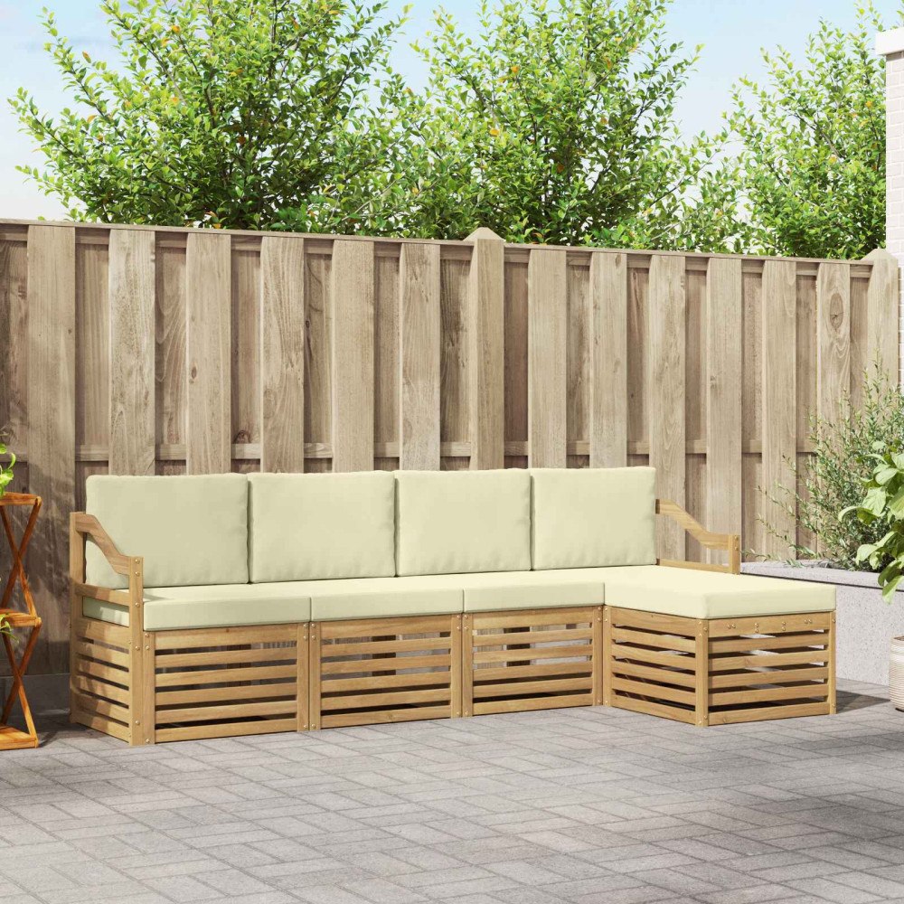vidaXL Utomhussoffset 5 pcs Vit och grädde 245 x 122,5 x 73 cm