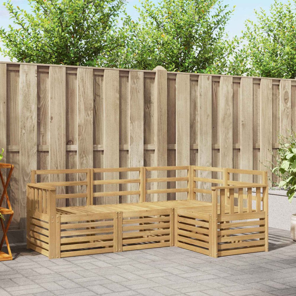 vidaXL Soffgrupper 4 pcs Vit 187,5 x 128,5 x 73 cm Massivt Akaciaträ