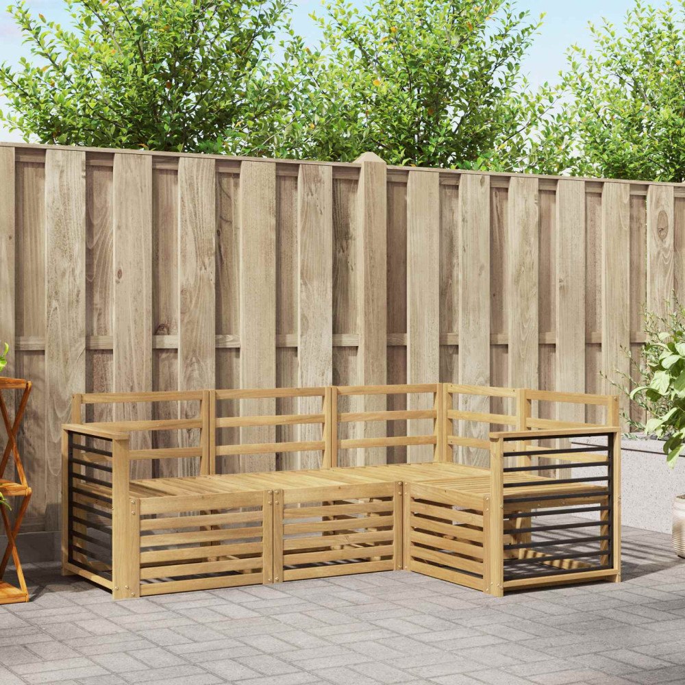 vidaXL Soffgrupper 4 pcs Vit 187,5 x 128,5 x 73 cm Massivt Akaciaträ
