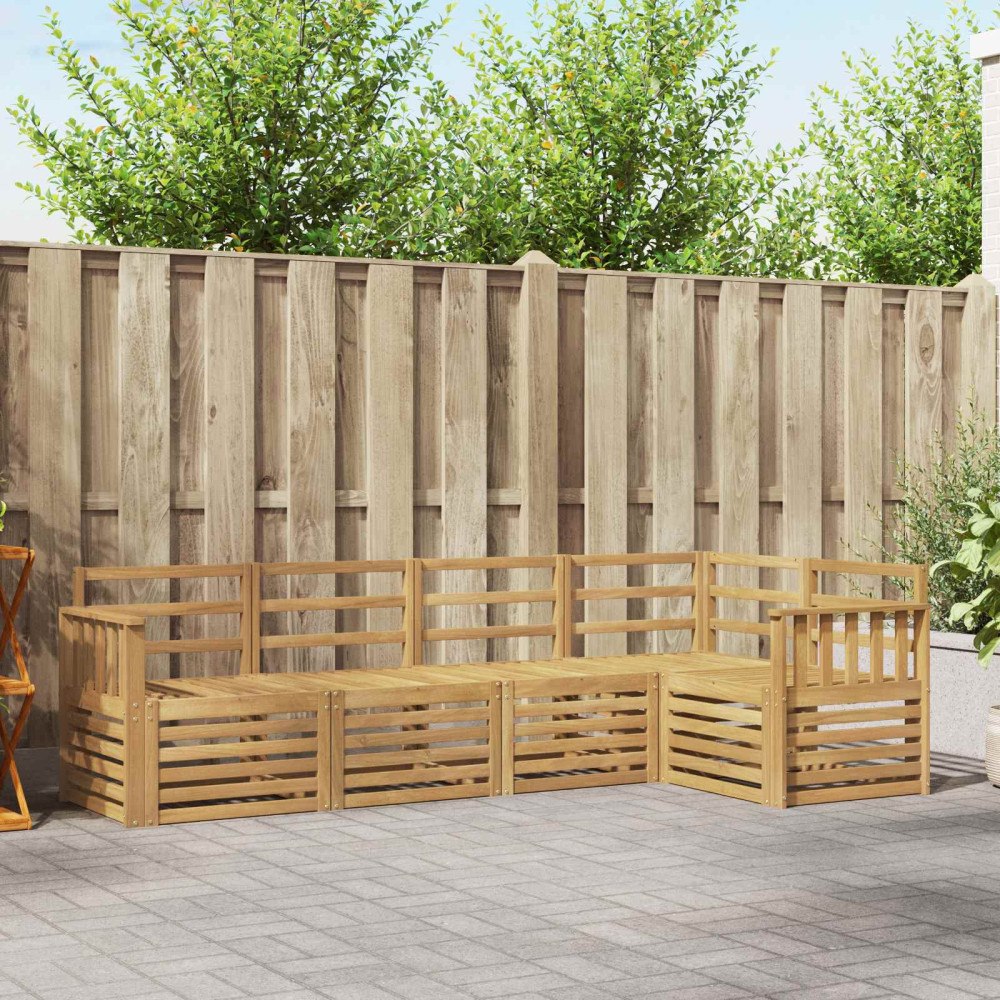 vidaXL Utomhussoffset 5 pcs Vit 247 x 128,5 x 73 cm Massivt Akaciaträ