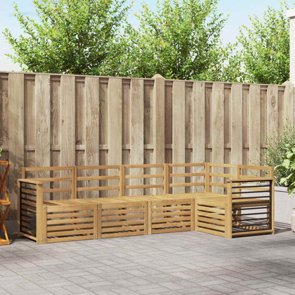 vidaXL Utomhussoffset 5 pcs Vit 247 x 128,5 x 73 cm Massivt Akaciaträ