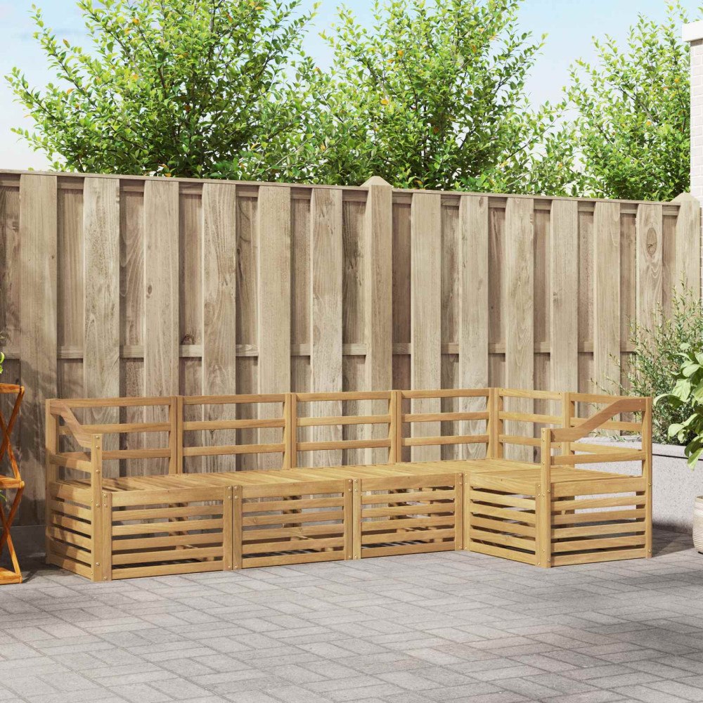 vidaXL Utomhussoffset 5 pcs Vit 245 x 126,5 x 73 cm Massivt Akaciaträ
