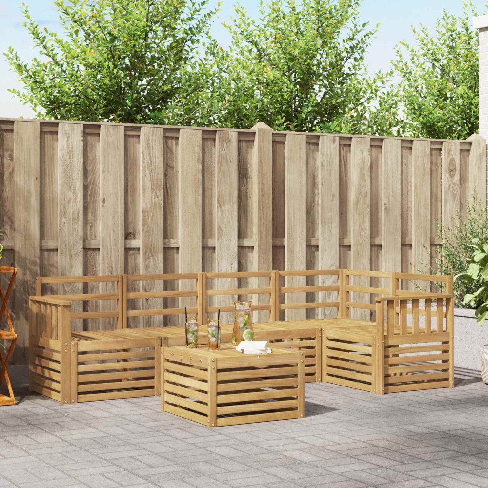 vidaXL Utomhussoffset 6 pcs Vit 59 x 59 x 37 cm Massivt Akaciaträ