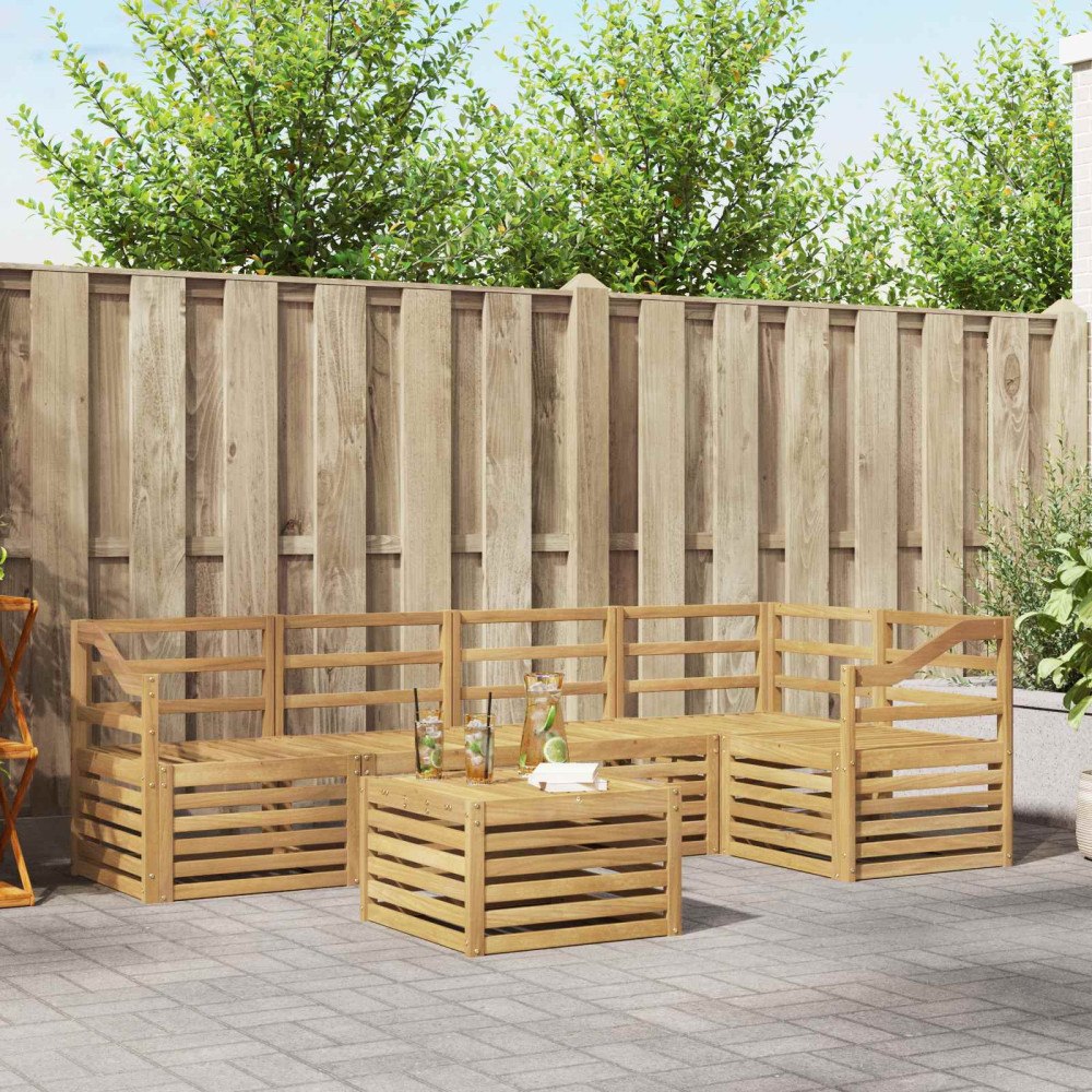 vidaXL Utomhussoffset 6 pcs Vit 59 x 59 x 37 cm Massivt Akaciaträ