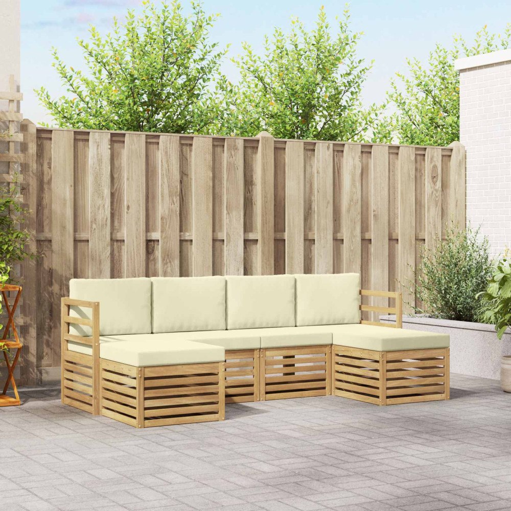 vidaXL Utomhussoffset 6 pcs Vit och grädde 245 x 122,5 x 73 cm