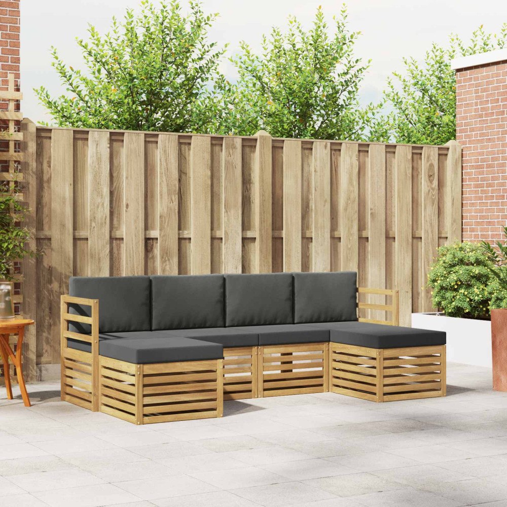 vidaXL Soffgrupper 6 pcs Vit och antracit 245 x 122,5 x 73 cm