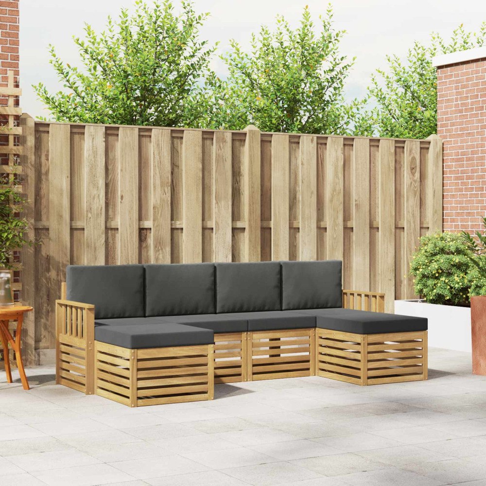 vidaXL Soffgrupper 6 pcs Vit och antracit 249 x 122,5 x 73 cm