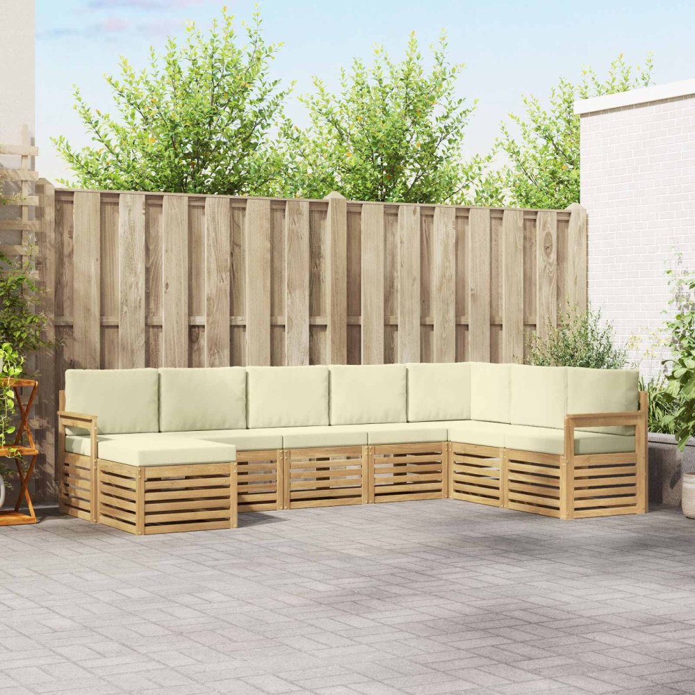 vidaXL Utomhussoffset 8 pcs Vit och grädde 306 x 187,5 x 73 cm