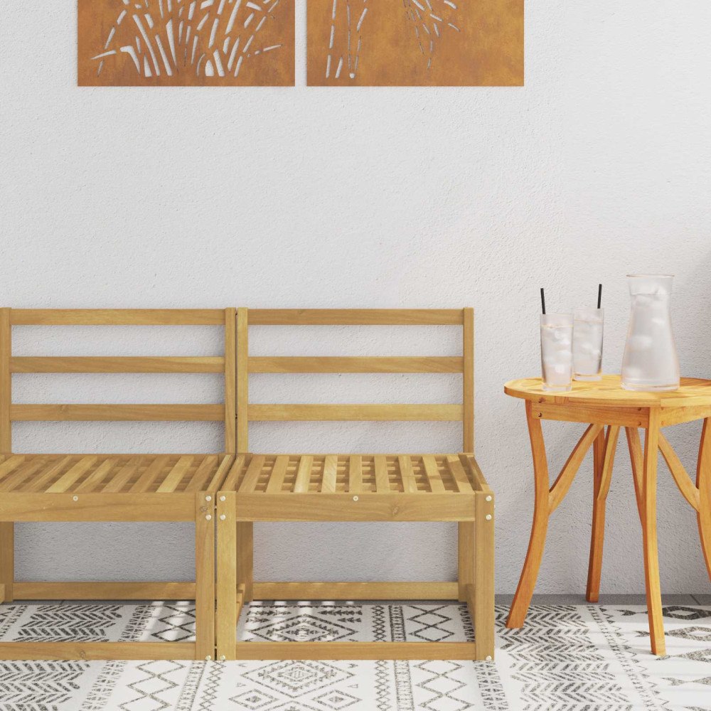 vidaXL Utomhus Mellansoffa Massivt Akaciaträ Vit 59 x 63 x 73 cm
