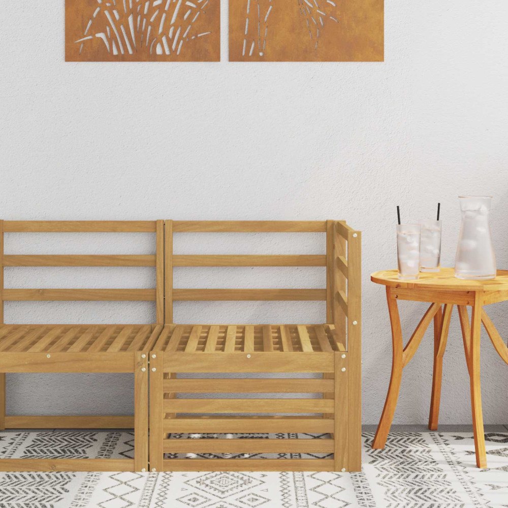 vidaXL Utehörnsoffa Massivt Akaciaträ Vit 63 x 63 x 73 cm