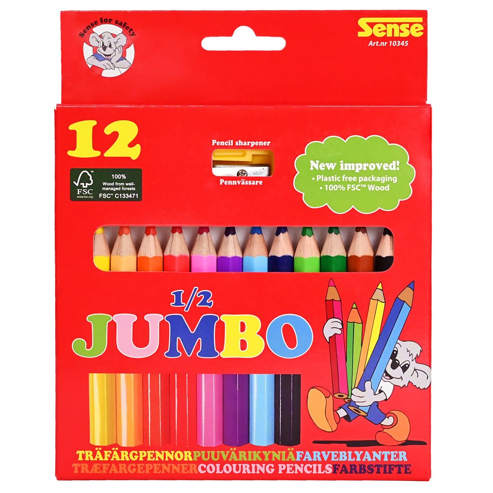 Sense Träfärgpennor 1/2 Jumbo 12-Pack