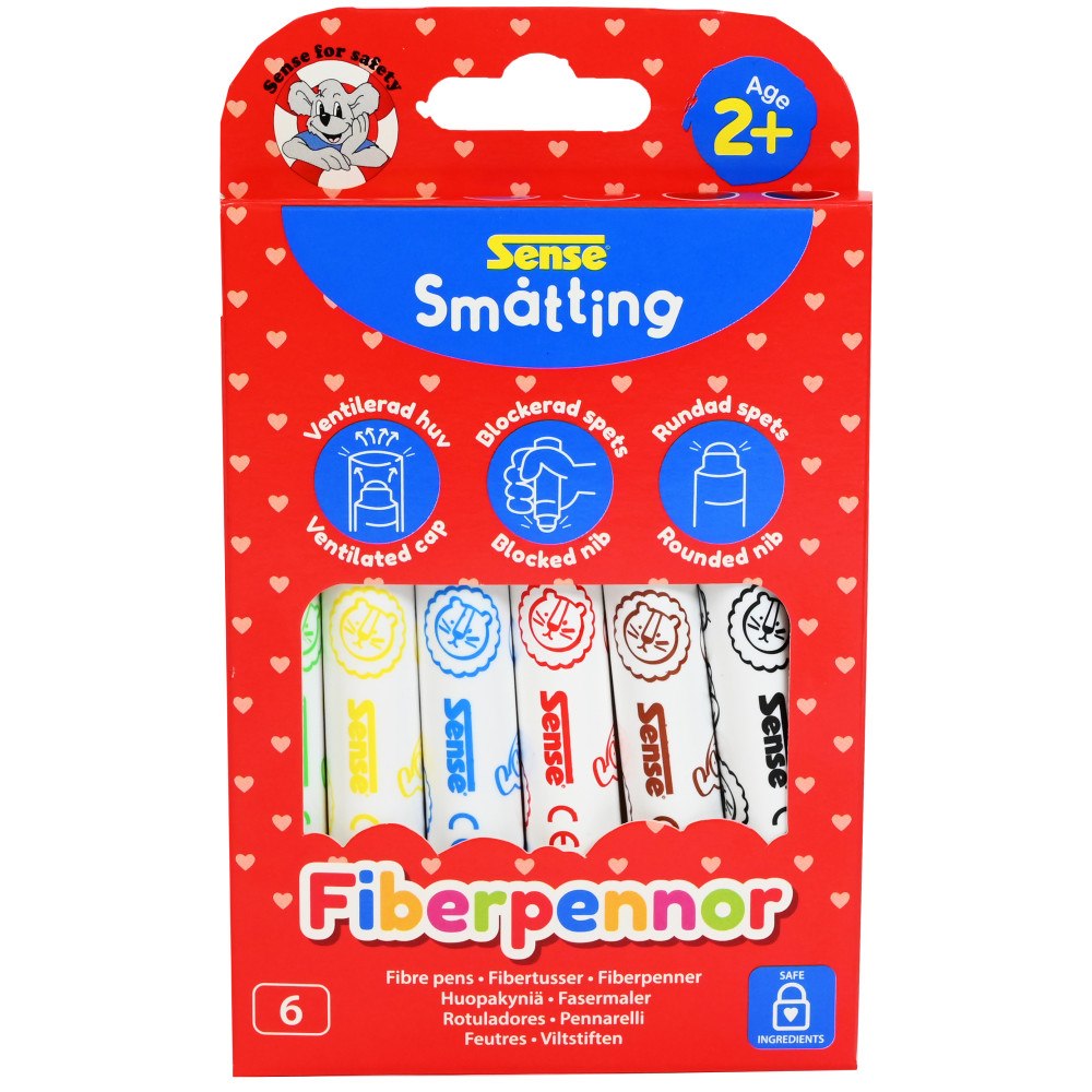 Sense Småtting Fiberpennor 6-pack