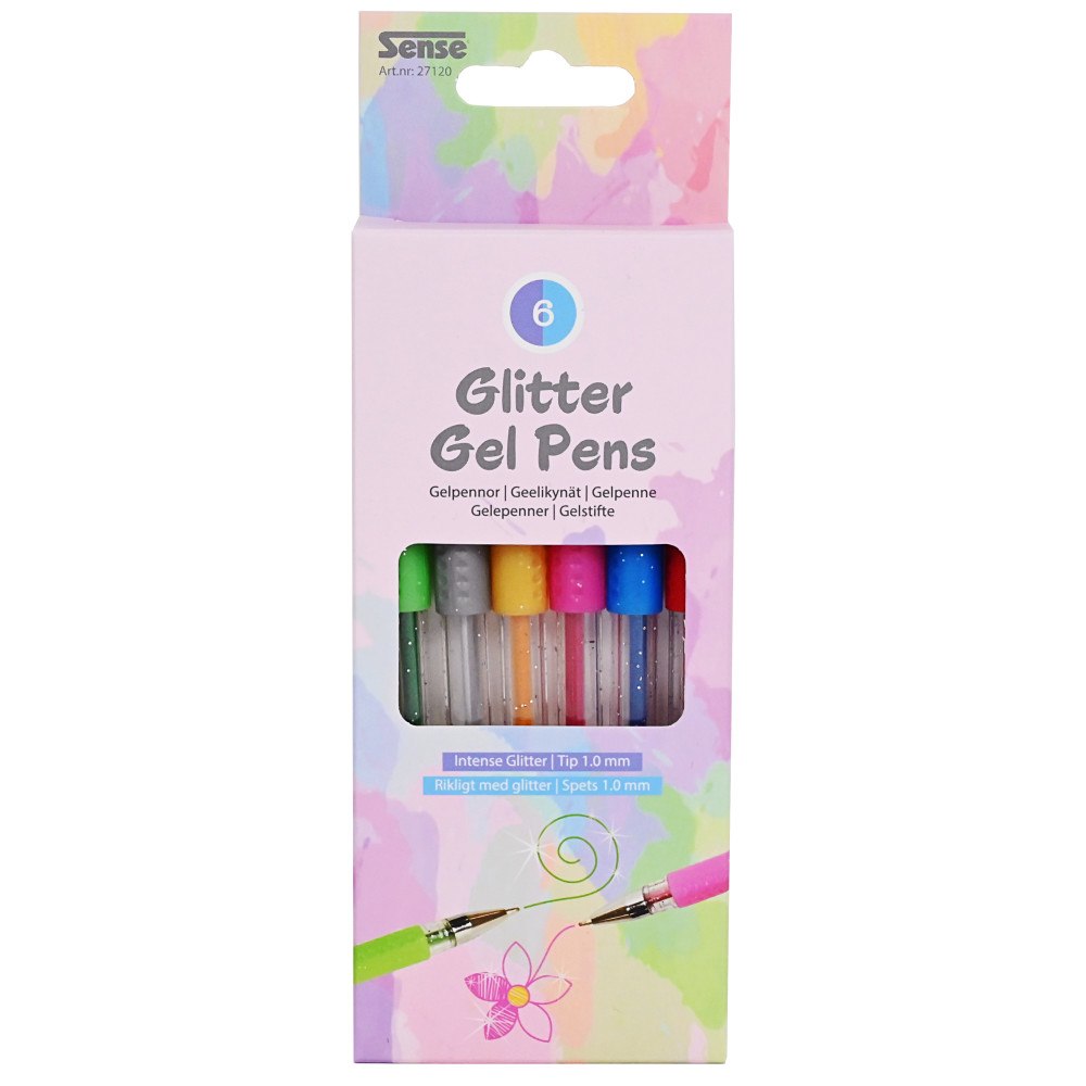 Sense Gelpennor Glitter 6-pack