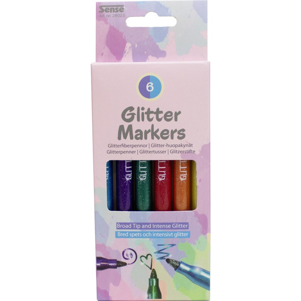 Sense Fiberpennor Glitter 6-pack