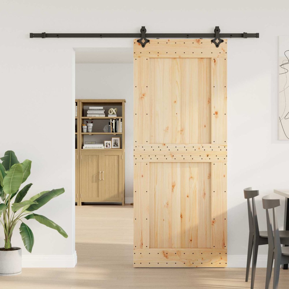 vidaXL Skjutdörr NARVIK Naturlig och svart 95 x 210 cm (213,5 cm)
