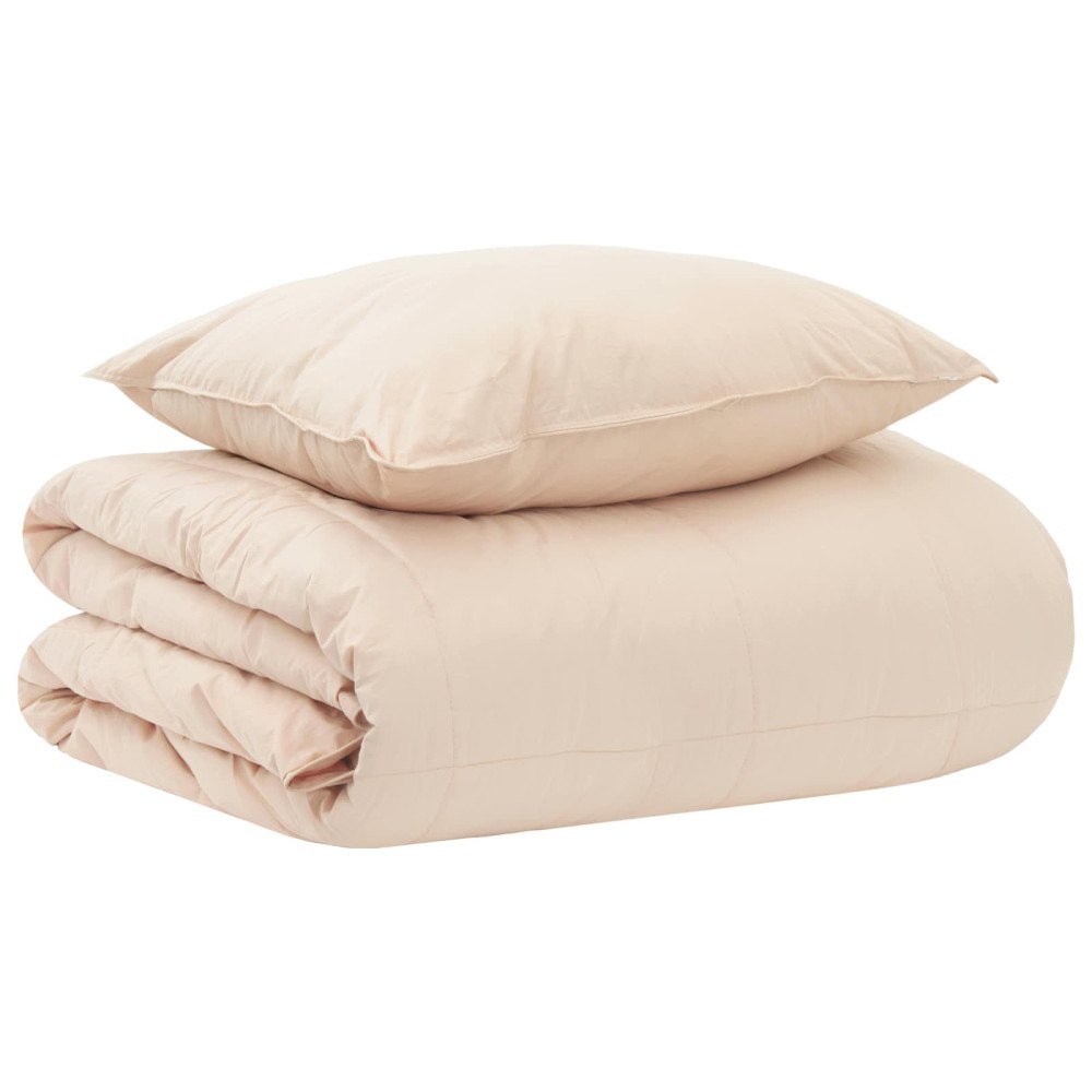 vidaXL Täckeset med kudde Beige 140 x 200 cm Bomull, Kapok, Polyester