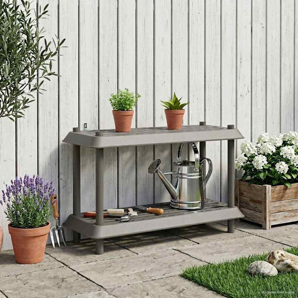 vidaXL Hyllsystem 2 nivåer 100 x 40 x 55,5 cm PP Ljusgrå
