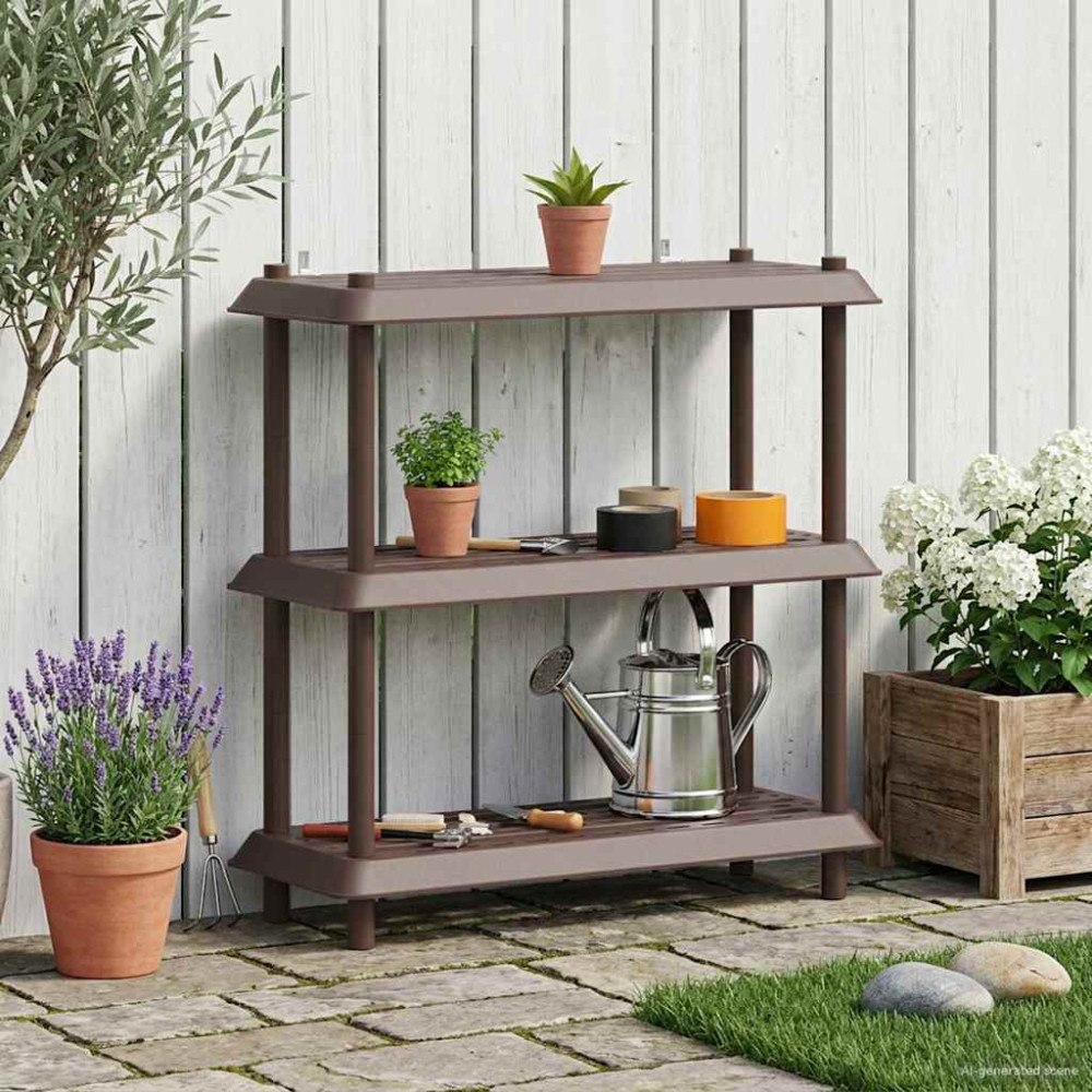 vidaXL Hyllsystem 3 nivåer 100 x 40 x 96 cm PP Brun