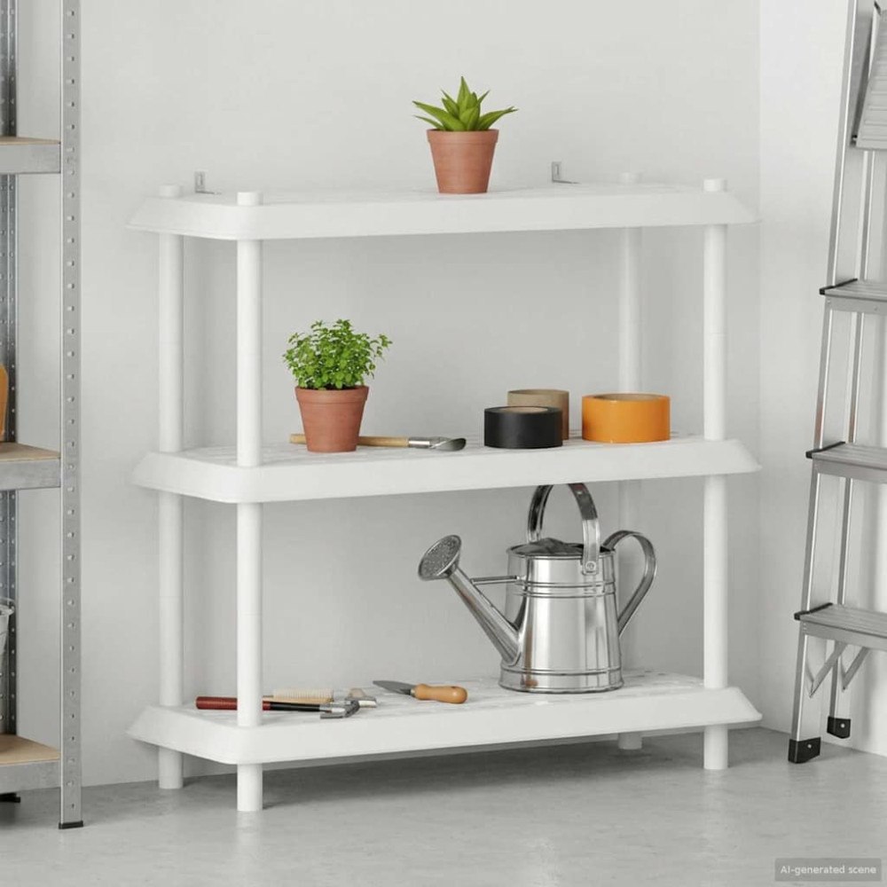 vidaXL Hyllsystem 3 nivåer 100 x 40 x 96 cm PP Vit