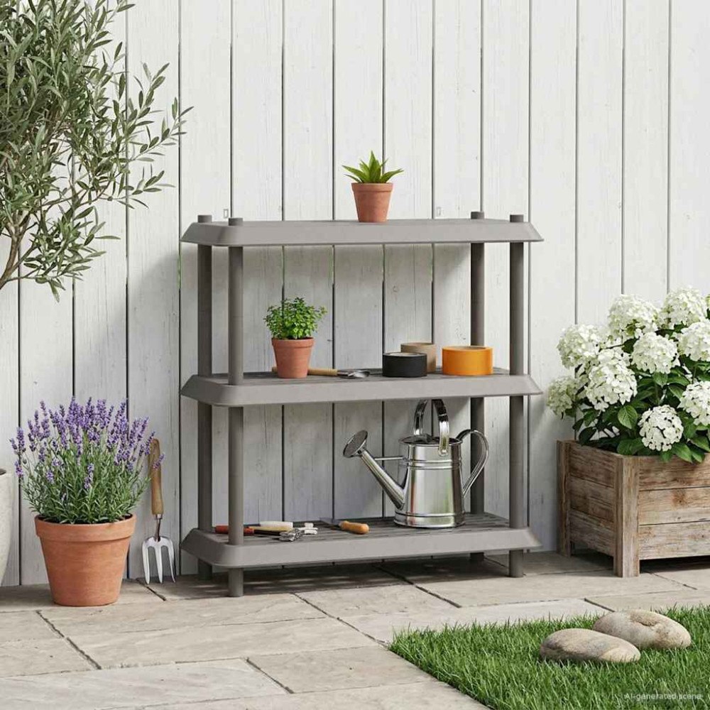 vidaXL Hyllsystem 3 nivåer 100 x 40 x 96 cm PP Ljusgrå