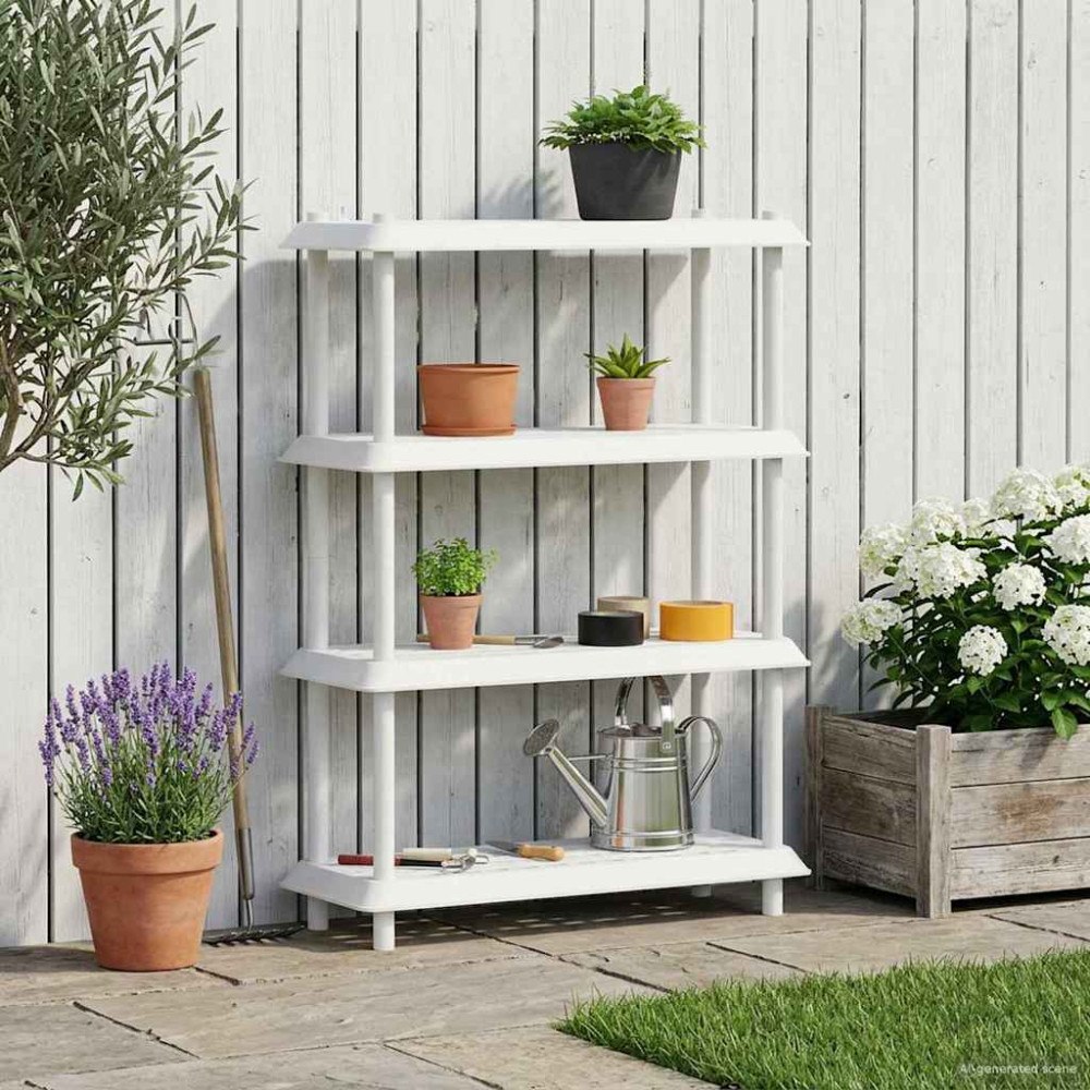 vidaXL Hyllsystem 4 nivåer 100 x 40 x 136,5 cm PP Vit
