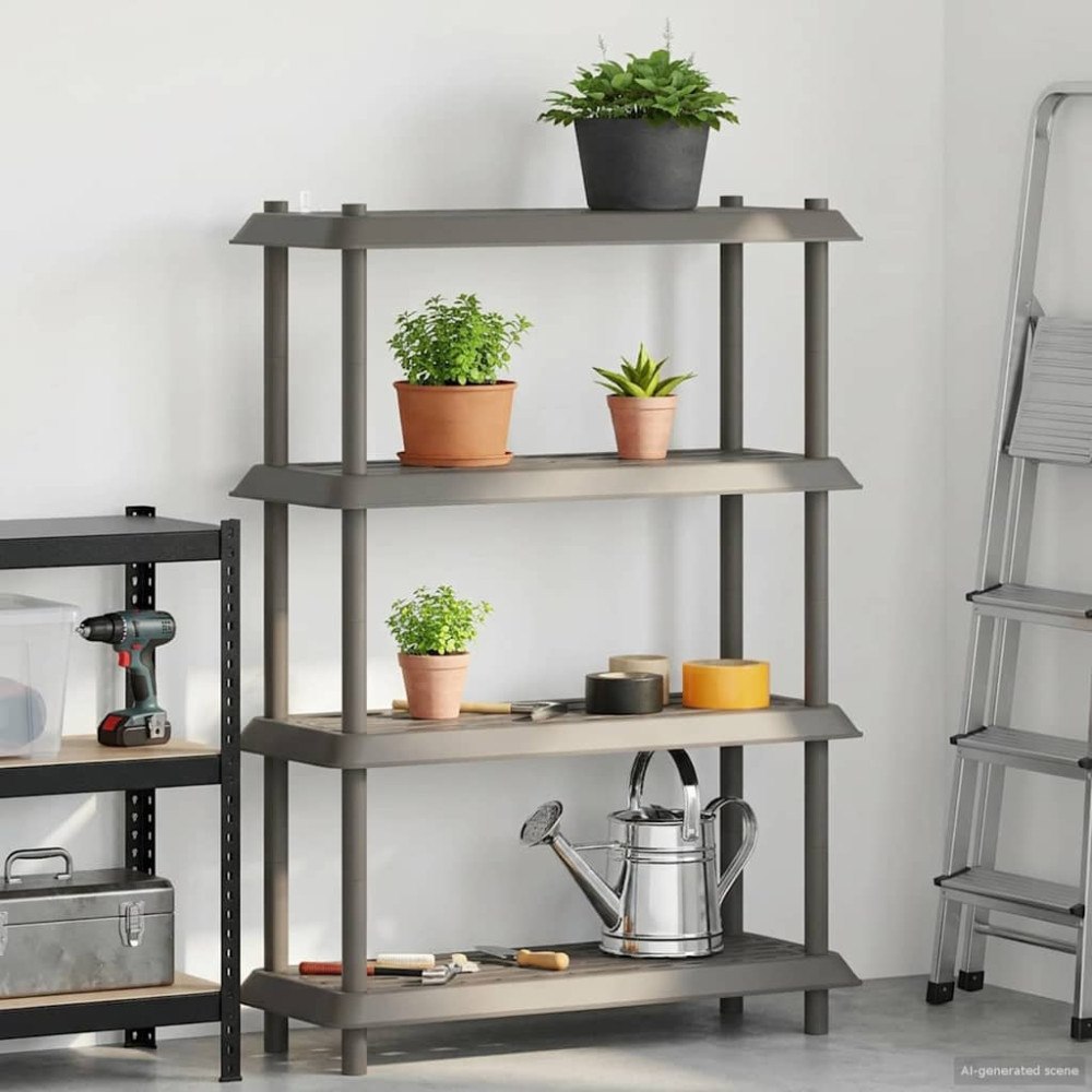 vidaXL Hyllsystem 4 nivåer 100 x 40 x 136,5 cm PP Ljusgrå
