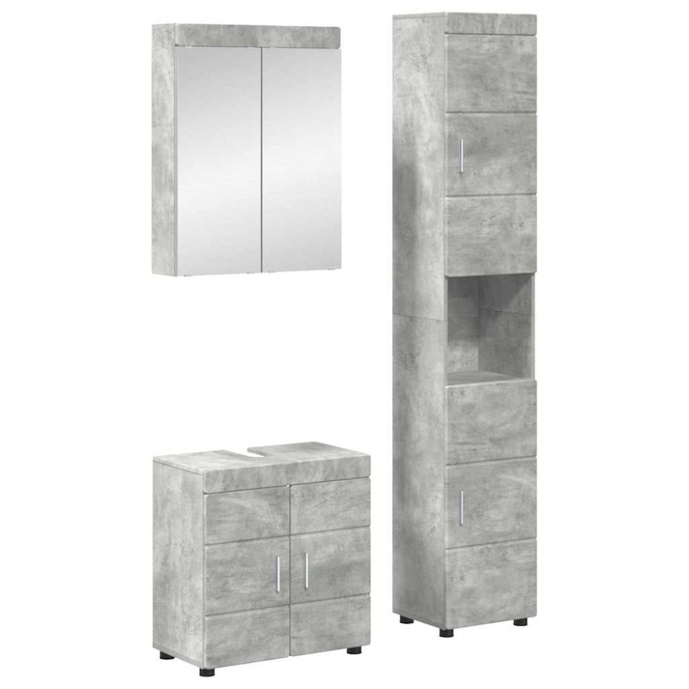 vidaXL Badrumsmöbelset TULUM 3 st Betonggrå 60 x 34 x 63 cm