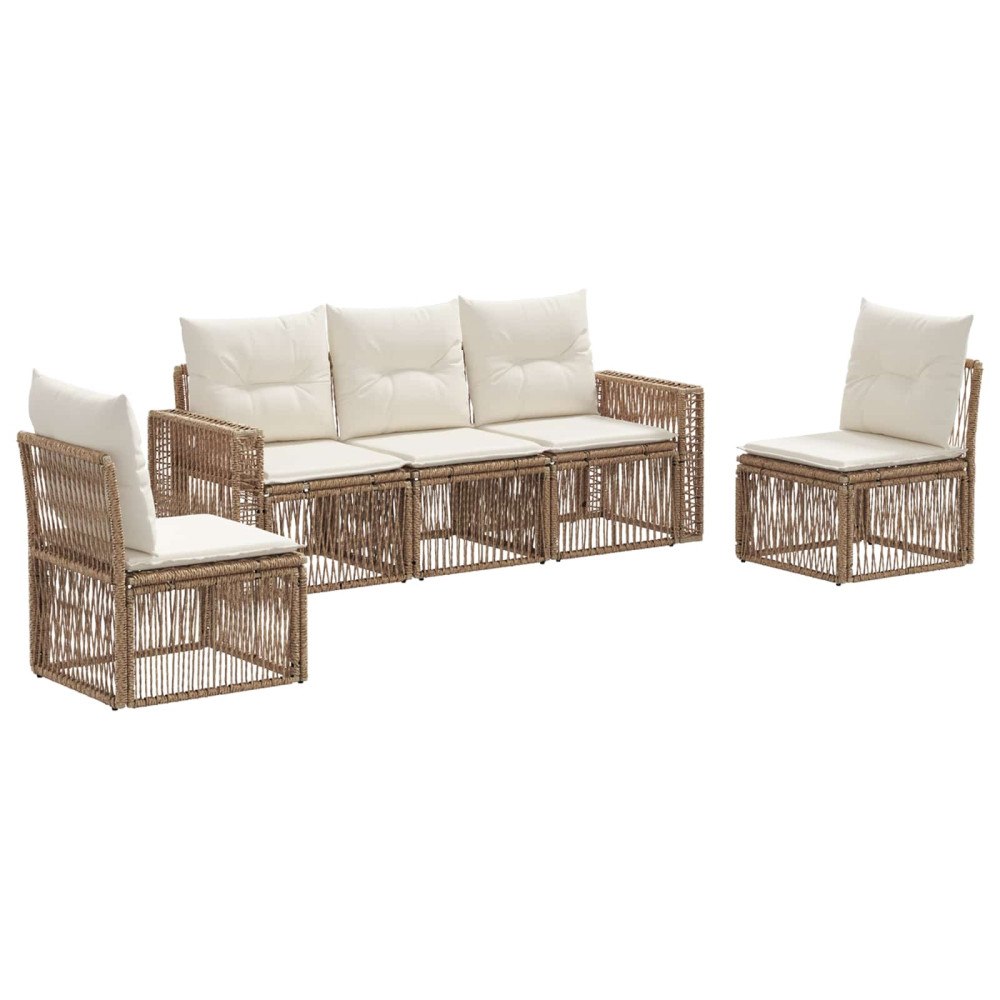 vidaXL Trädgårdsoffset 5 pcs Beige och krämvit konstrotting