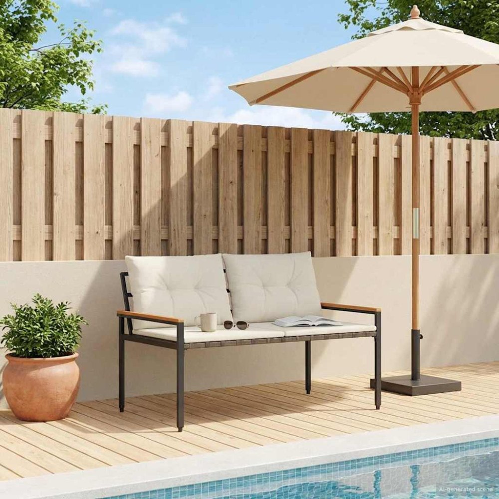 vidaXL Utomhusbänk 2 -Seater 116 x 67,5 x 72 cm konstrotting Gräddvit