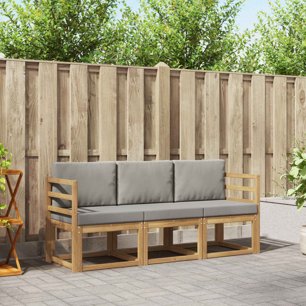 vidaXL Utomhussoffset 3 pcs Vit och ljusgrå 185,5 x 63 x 73 cm