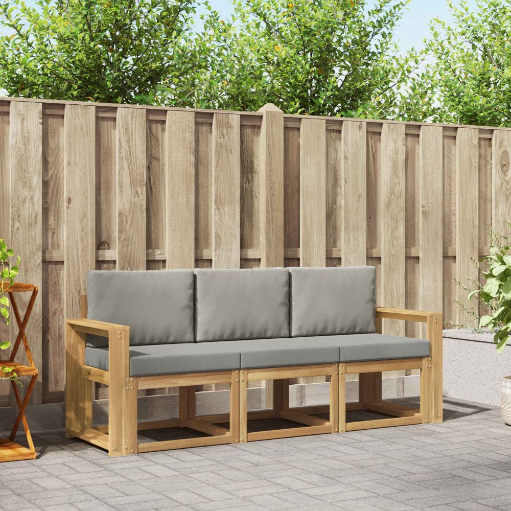vidaXL Utomhussoffset 3 pcs Vit och ljusgrå 197,5 x 63 x 73 cm