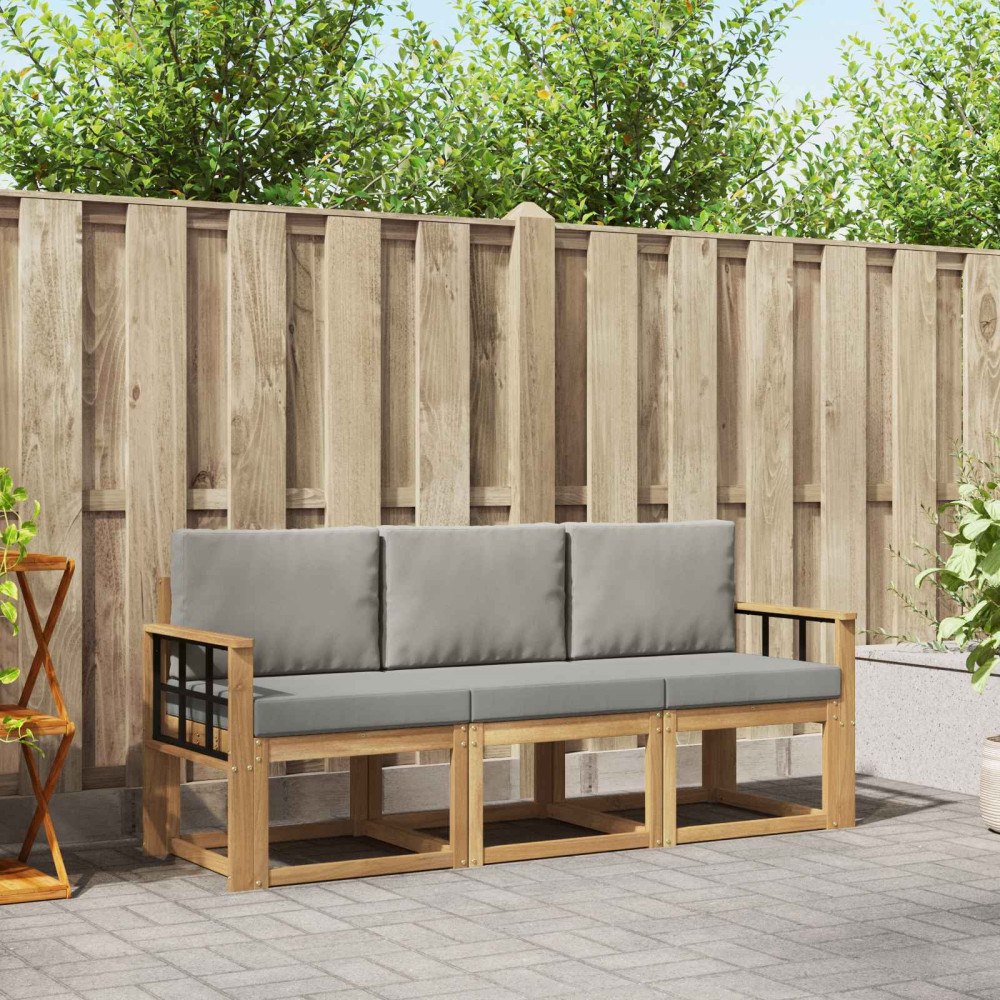 vidaXL Utomhussoffset 3 pcs Vit och ljusgrå 189,5 x 63 x 73 cm