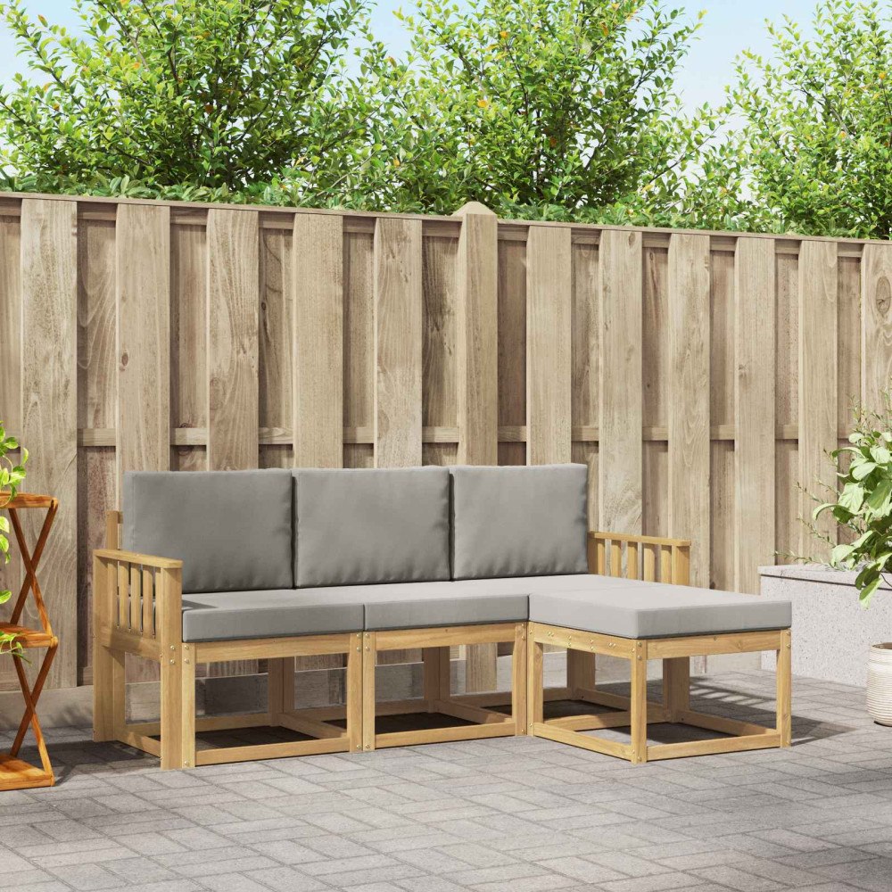 vidaXL Utomhussoffset 4 pcs Vit och ljusgrå 189,5 x 122,5 x 73 cm