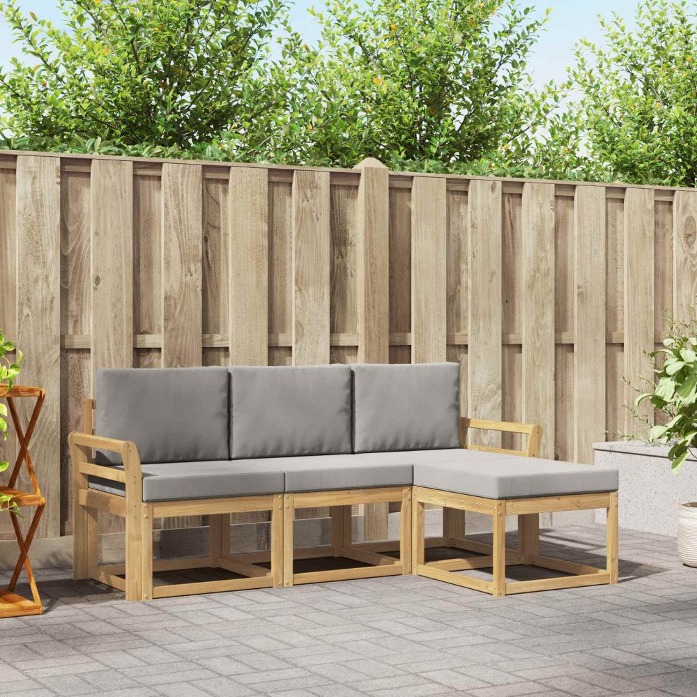 vidaXL Utomhussoffset 4 pcs Vit och ljusgrå 194 x 122,5 x 73 cm
