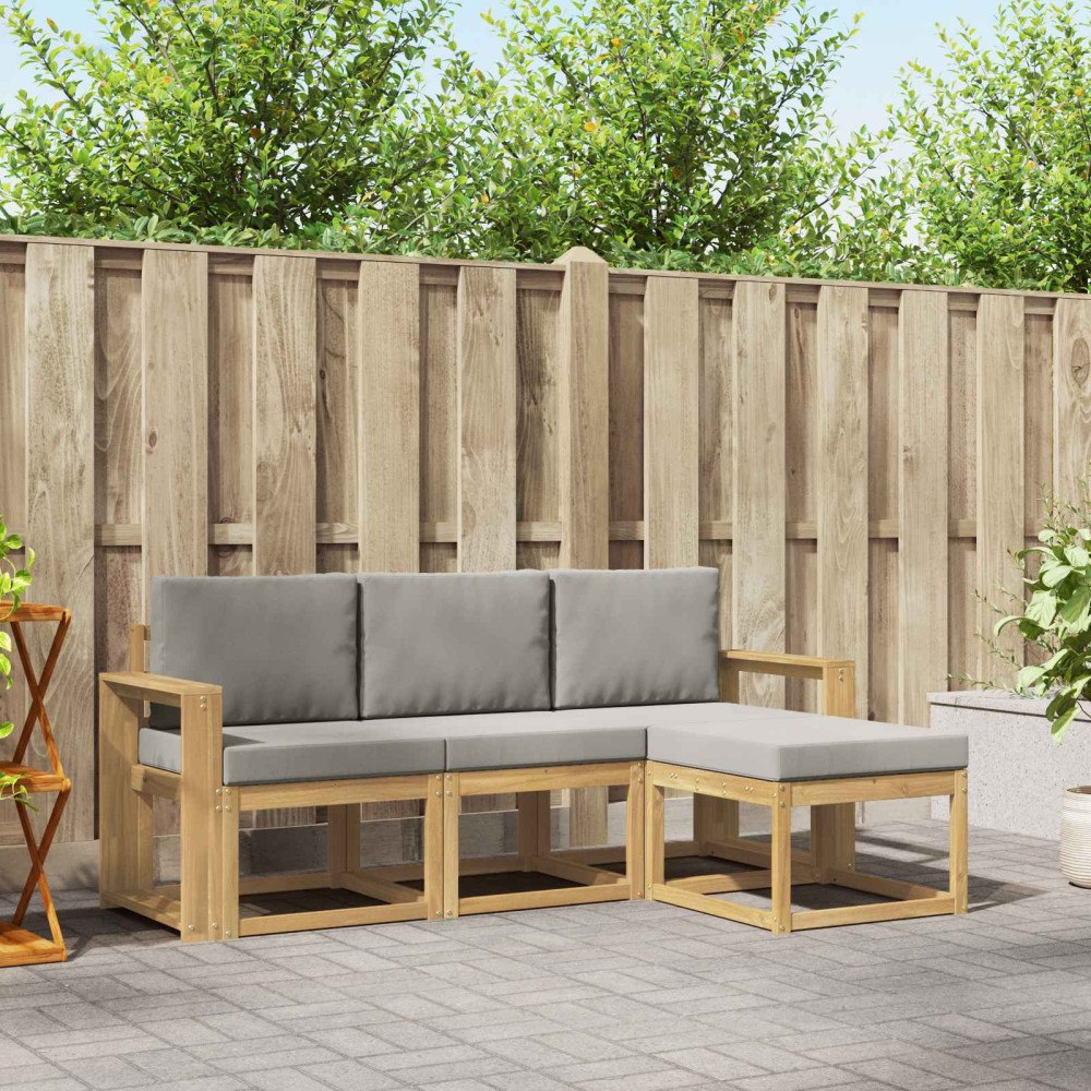 vidaXL Utomhussoffset 4 pcs Vit och ljusgrå 197,5 x 122,5 x 73 cm