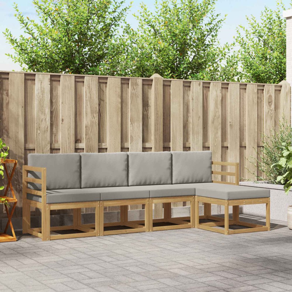 vidaXL Utomhussoffset 5 pcs Vit och ljusgrå 245 x 122,5 x 73 cm