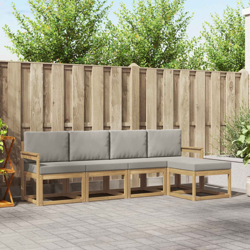 vidaXL Utomhussoffset 5 pcs Vit och ljusgrå 249 x 122,5 x 73 cm
