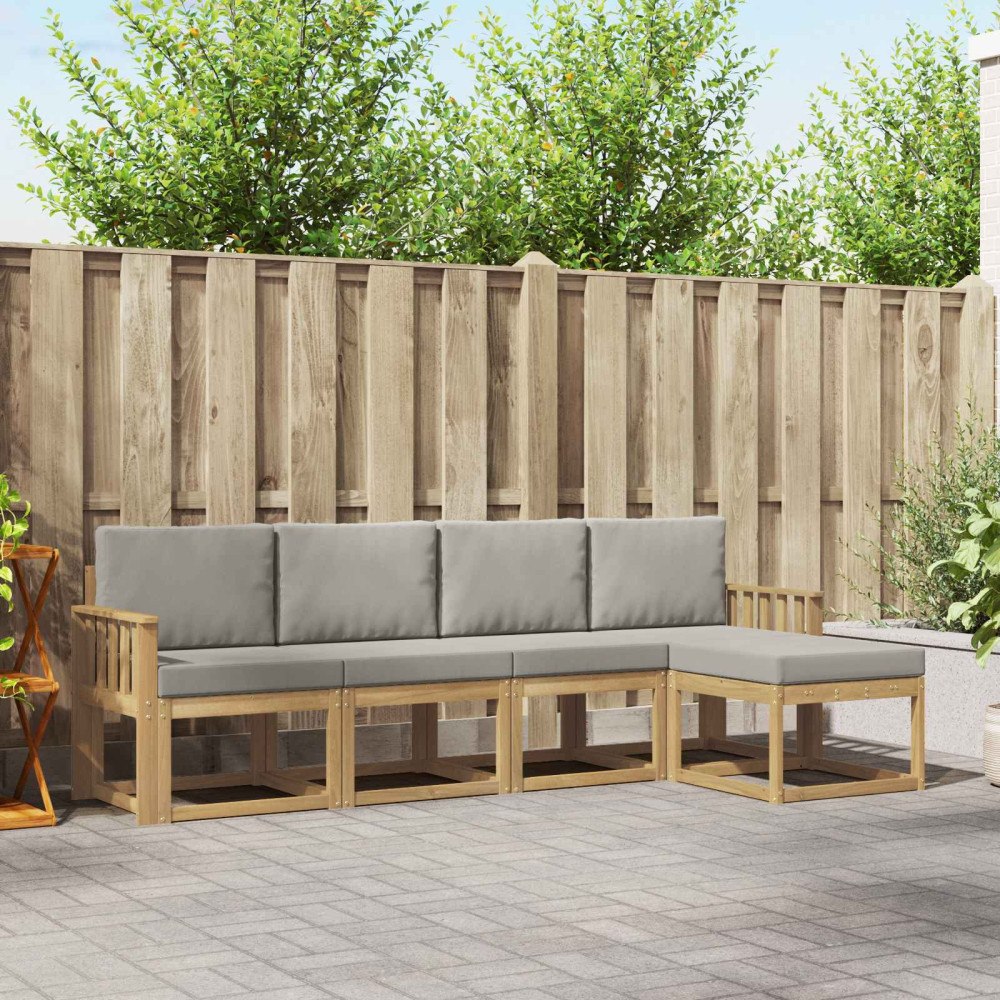 vidaXL Utomhussoffset 5 pcs Vit och ljusgrå 249 x 122,5 x 73 cm