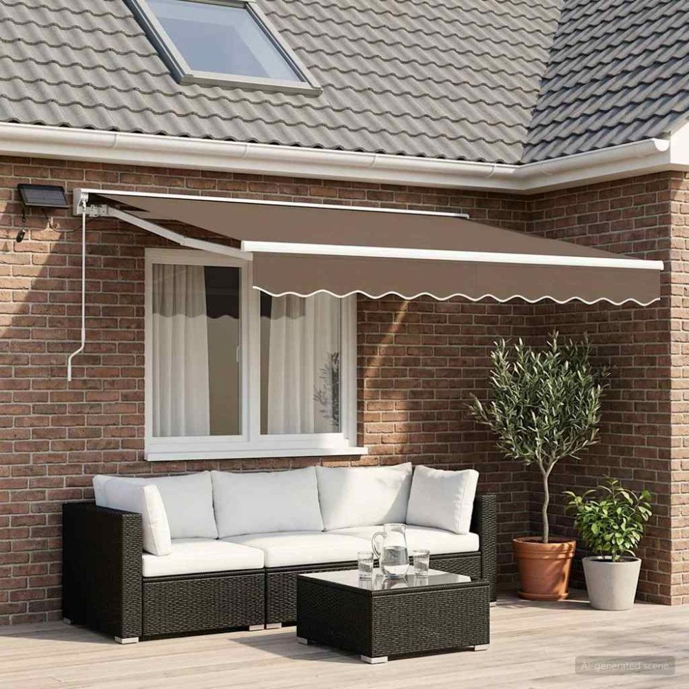 vidaXL Manuell markisram med LED-lampor Taupe 2,5 x 2 m
