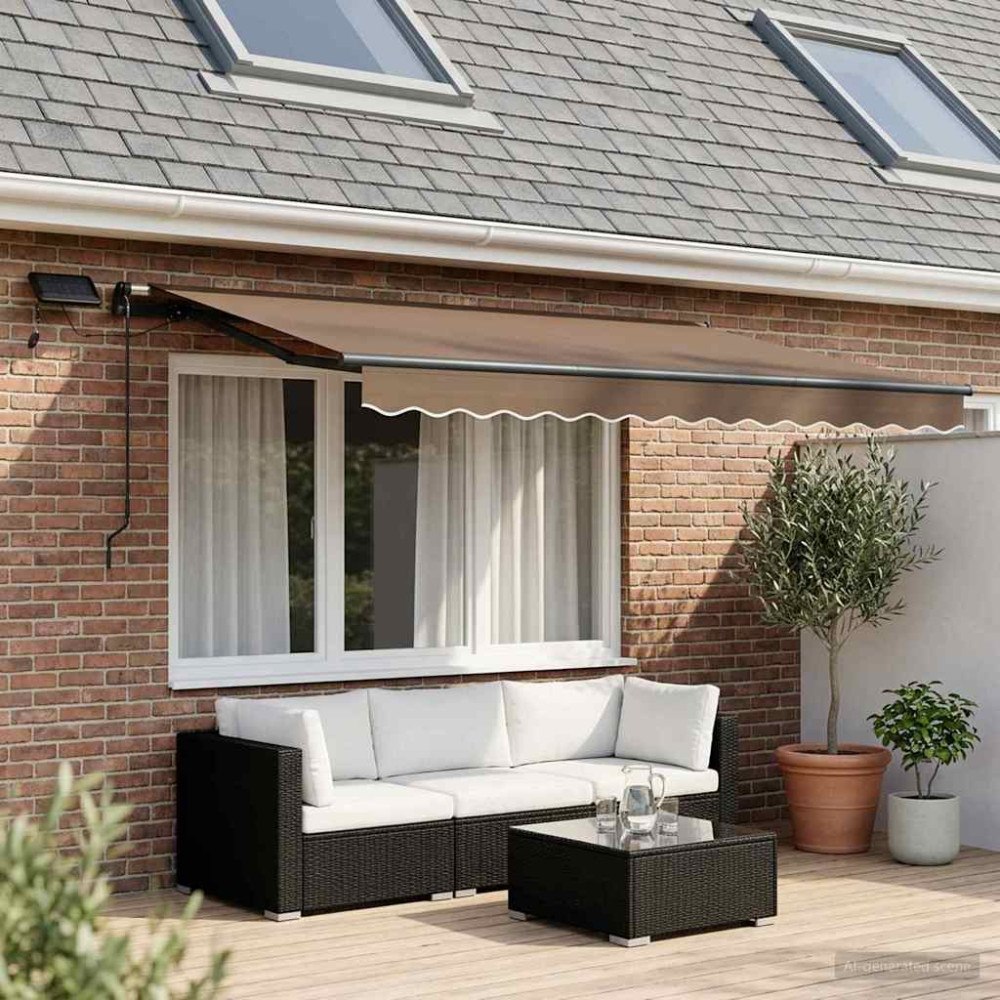 vidaXL Utdragbar markis Taupe 300 x 250 cm Duk och Aluminium