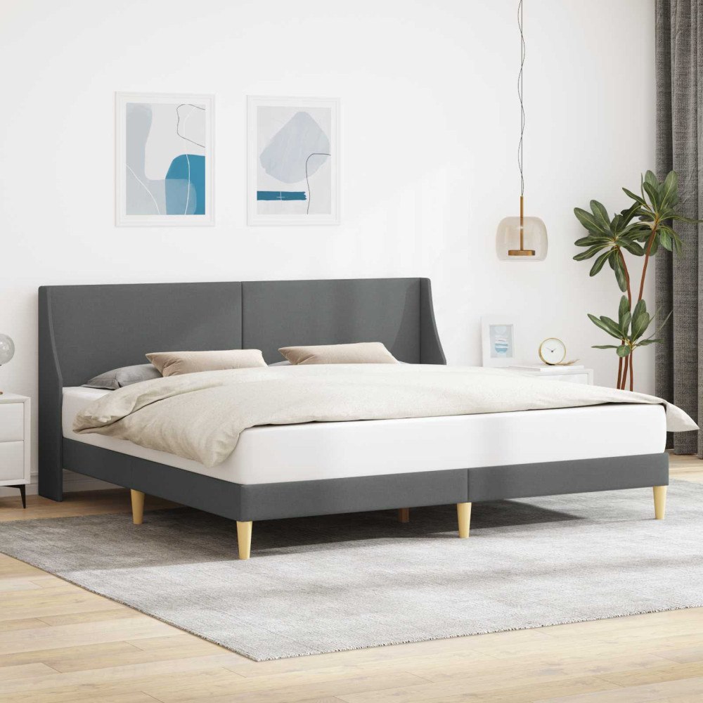 vidaXL Sängram med huvudgavel Mörkgrå 183 x 213 cm Tyg