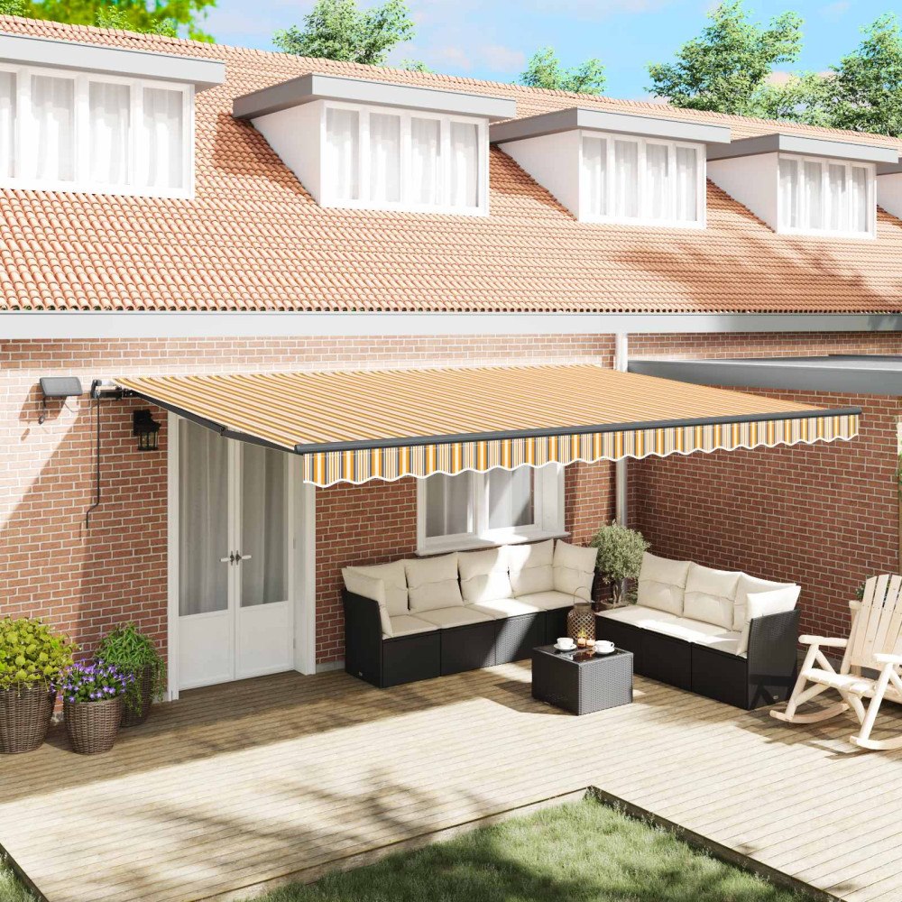 vidaXL Utdragbar markis Flerfärgsdesign 500 × 350 cm Duk och Aluminium