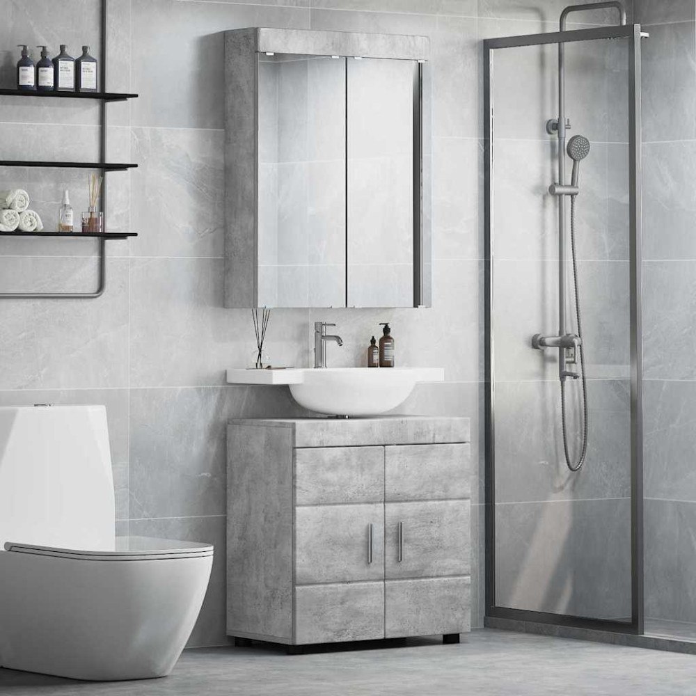 vidaXL Badrumsmöbelset TULUM 2 pcs Betonggrå 60 x 34 x 63 cm
