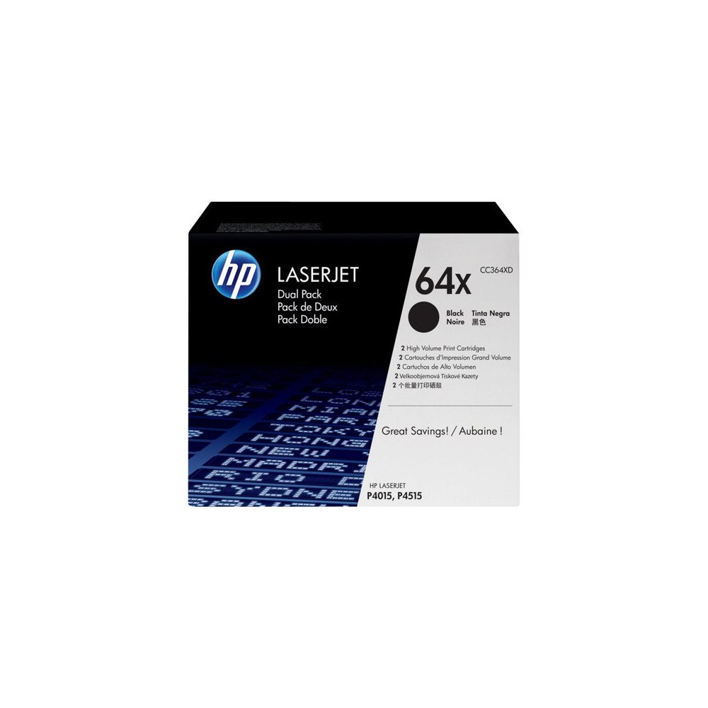 HP HP 64X - 2-pack - Lång livslängd - svart - original - LaserJet - tonerkassett (CC364XD)