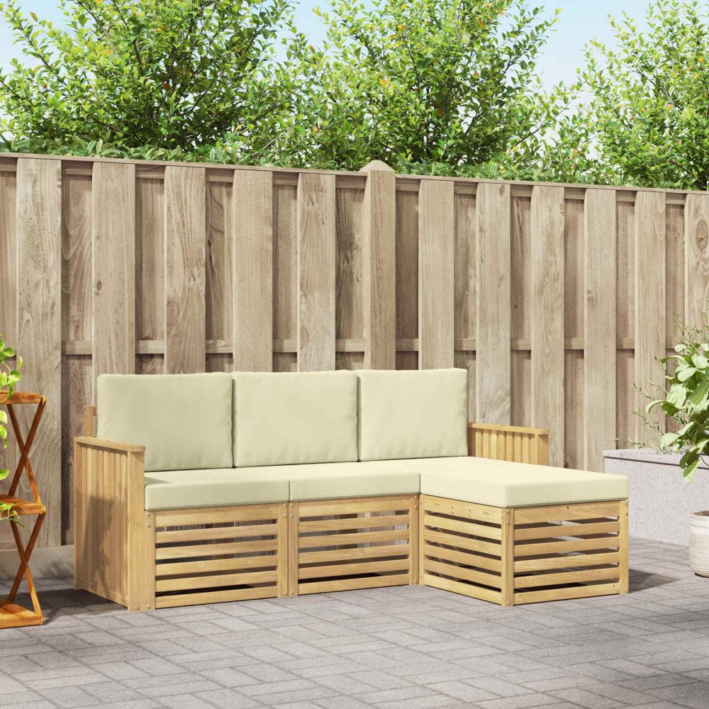 vidaXL Utomhussoffset 4 pcs Vit och grädde 189,5 x 122,5 x 73 cm
