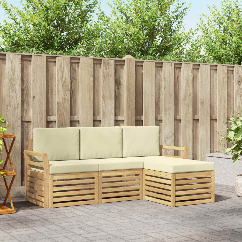 vidaXL Utomhussoffset 4 pcs Vit och grädde 193,5 x 122,5 x 73 cm