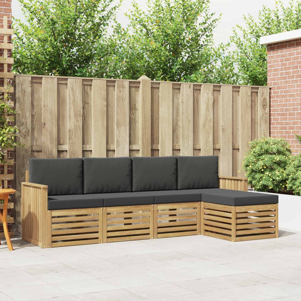 vidaXL Utomhussoffset 5 pcs Vit och antracit 249 x 122,5 x 73 cm