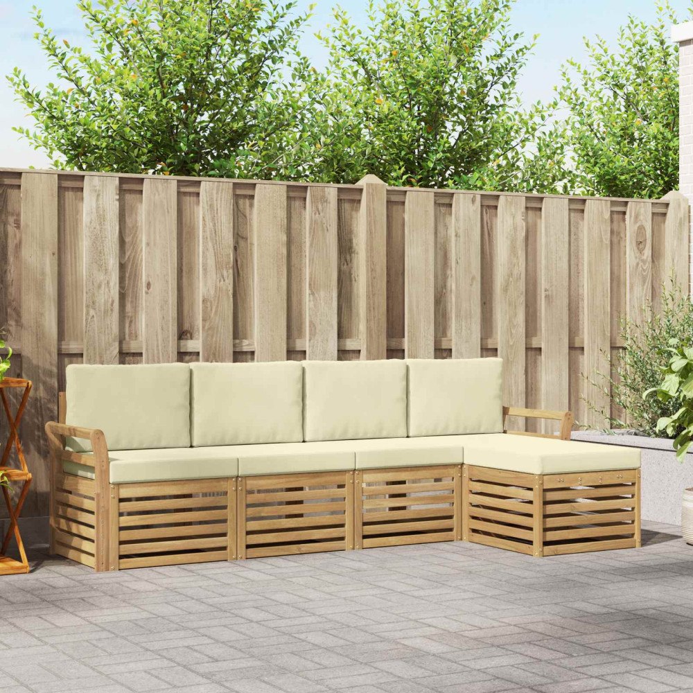 vidaXL Utomhussoffset 5 pcs Vit och grädde 253 x 122,5 x 73 cm